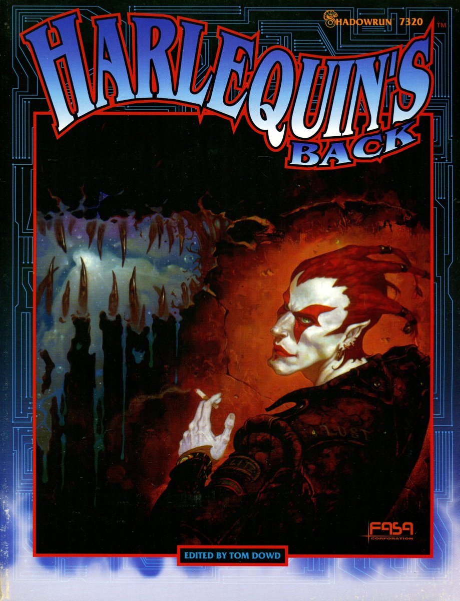 The 1994 Shadowrun adventure "Harlequin's Back" would be a crossover of sorts, where the characters must race to prevent the Horrors from breaking through into the world of Shadowrun from the Astral plane much too early! Earthdawn is basically a Shadowrun prequel.