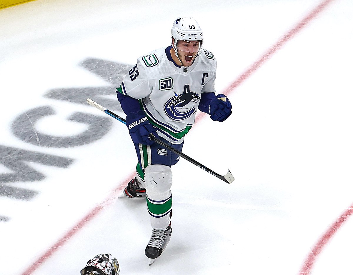 Canucks's tweet photo. Who leads the playoffs in goals? 
Answer: @BoHorvat https://t.co/m1NLatSO2v