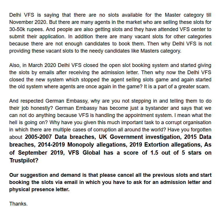 BirdaJaiprakash's tweet photo. #GermanembassyDelhi  @AmbLindnerIndia
  @ArvindKejriwal
 @DrSJaishankar
 @MEAIndia
 @GermanyinIndia Level of corruption at VFS Delhi. Please fulfil our request or we have to take another action. https://t.co/XPEJ8OJs8N