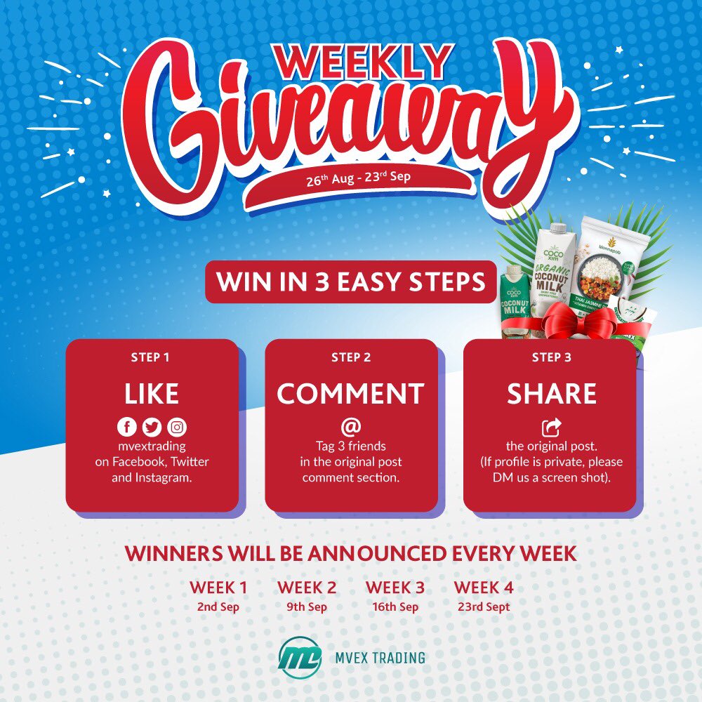 MvexTrading's tweet photo. Giveaway time! Just like this post, tag friends &amp; share this post to stand the chance to win a bundle of our products. 
We’ll be selecting a winner every week for 4 weeks! 
Increase your chances by tagging as many friends &amp; by participating on the mvextrading insta &amp; fb account! https://t.co/nAzgh8ur1I