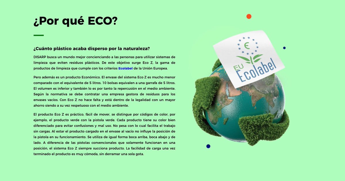 Disarp's tweet image. En DISARP estamos orgullosos de las innovaciones que aportamos y que como el sistema ECOz ayudan a contaminar menos. 

Te explicamos en varias imágenes las cualidad del sistema patentado ECOz:

disarp.com/index.php/eco-…

#Higiene #ecologismo #desinfeccion