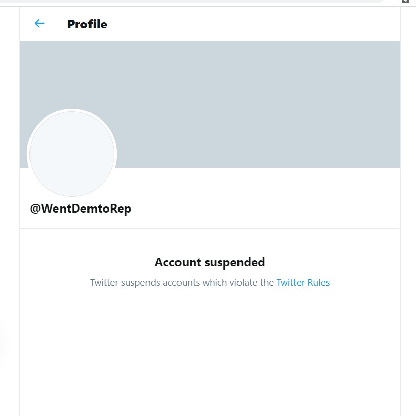 [Thread] 1/ Twitter have suspended what looks like a fake BLM account that claimed to have seen the error of his ways and become a republican. The account "@WentDemToRepu" (subtle) was created in August 2020 and already had 15000+ followers. The account was suspended after Tweeps