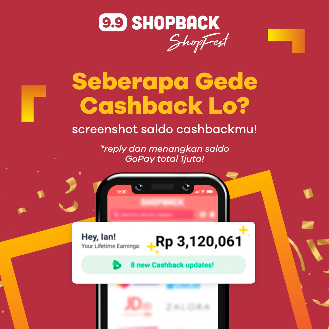 ShopBackID's tweet photo. Nerusin #SeberapaGedeCashbackLo yang kemaren, mimin punya total hadiah saldo Gopay 1 juta nihh buat kamu yang mau ikutan lagi!
Cara:⁣⁣⁣⁣⁣
1. FOLLOW @ShopBackID⁣
2. RT &amp; LIKE postingan ini⁣
3. Reply screenshot-an postingan ini lalu reply &amp; tag temen kamu⁣ https://t.co/cs3JbKsaLP