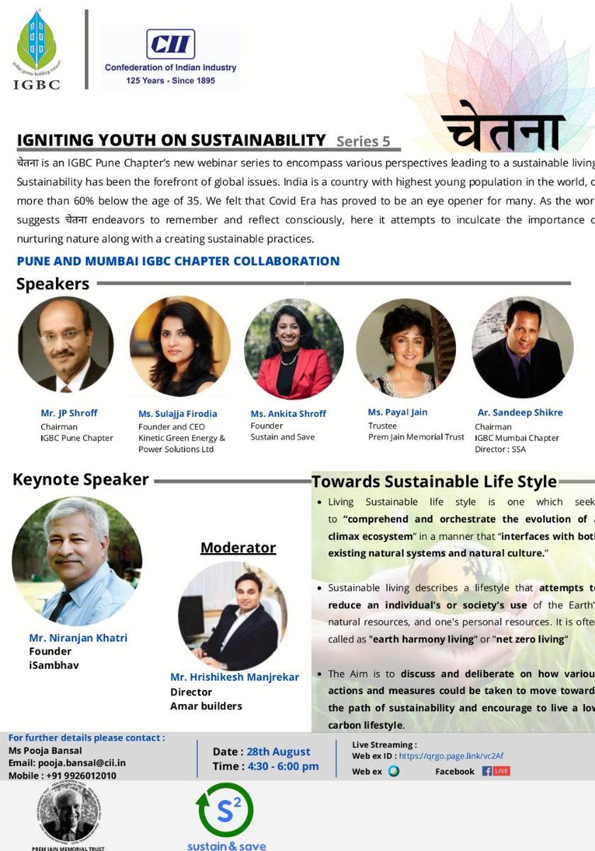sustain_andsave's tweet photo. We are pleased to announce the IGBC’s Session along with *”Sustain and Save” on Chetna - Igniting Youth on Sustainability” - Towards Net Zero
Topic: Chetna - Igniting Youth on Sustainability
Theme: Sustainable Lifestyle
Regards,
Changemakers of Sustain and Save https://t.co/mhV1126AXE