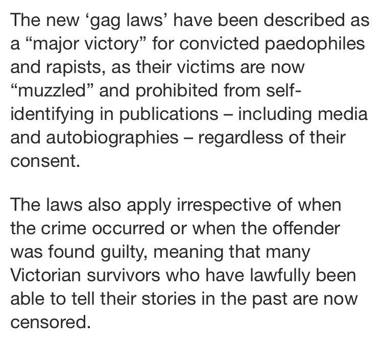  https://www.google.com/amp/s/amp.news.com.au/lifestyle/real-life/news-life/letusspeak-victoria-sexual-assault-gag-law-could-see-rape-victims-jailed/news-story/7c514ff081345aeb43fd5309dbdd7291