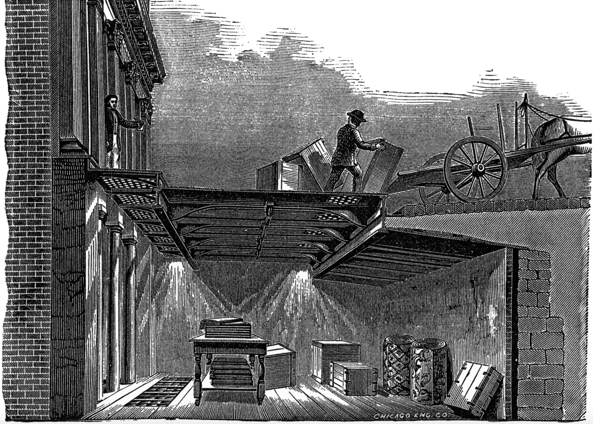 the first pavement lights were one big glass prism. this was vulnerable to breakage and dangerous. in 1845, Thaddeus Hyatt (New York) patented the first pavement light with multiple small lenses sunk in an iron frame. this caught on and he became wealthy https://glassian.org/Prism/index.html