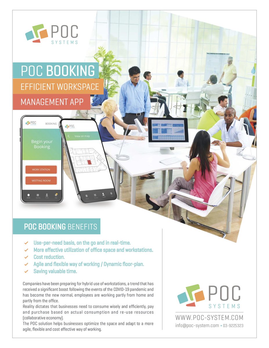 PocSystem's tweet image. We are excited to introduce our new booking App solution, as it is an essential tool which contributes to the transition between traditional office’s to hybrid and agile ones. This tool helps companies adapt to new ways of working, by allowing technology to do the work for them.