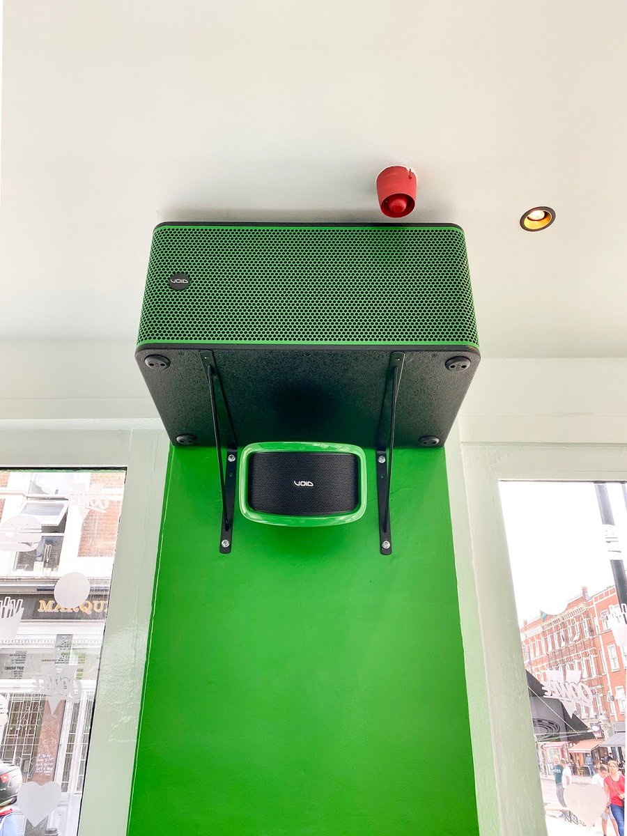 VoidAcoustics's tweet photo. If you're in London definitely check out @ooweevegan in Dalston. Epic food & now epic sounds with their very own custom green Cyclone 55's and Venu 212, installed by NSL Productions.#ooweevegan #oowee #veganfood #voidacoustics #customsoundsystem #customgreen #cyclone55 #venu212 https://t.co/9AM4caqCcK