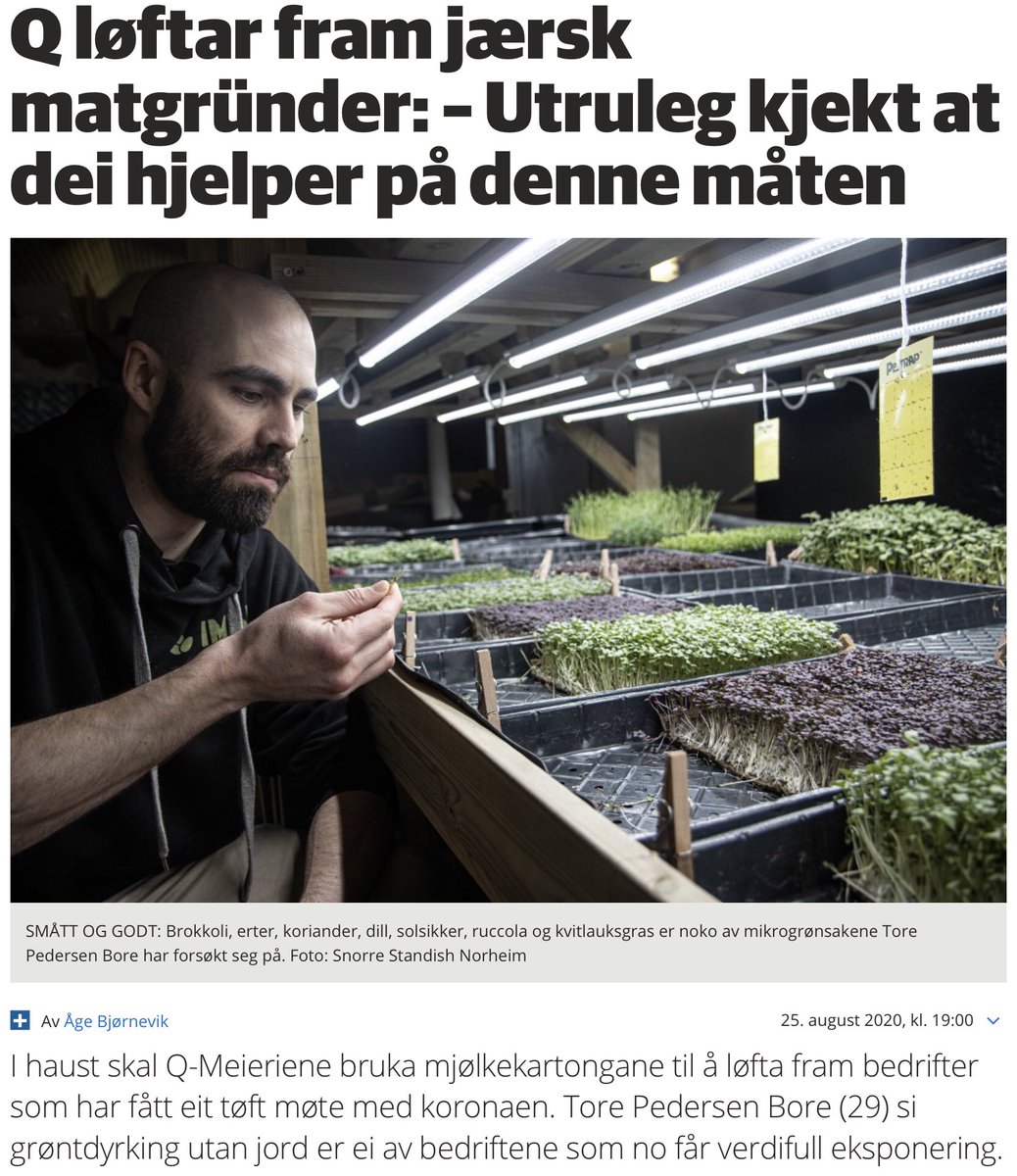 QBentM's tweet photo. Mange bedrifter sliter med å komme i gang pga Covid-19. I Q tenkte vi derfor at vi bør forsøke å hjelpe hverandre. Vår skjerv er å annonsere på melkekartongen for noen som trenger litt «starthjelp». @erna_solberg https://t.co/wXZ6IoB8gJ