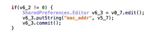 In the a class of the  http://com.ss.android .deviceregister package you can find this code.1) Call e.i method with the Context as a parameter to get the mac2) Check the shared preferences to see if the MAC address is already saved