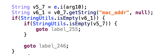 In the a class of the  http://com.ss.android .deviceregister package you can find this code.1) Call e.i method with the Context as a parameter to get the mac2) Check the shared preferences to see if the MAC address is already saved