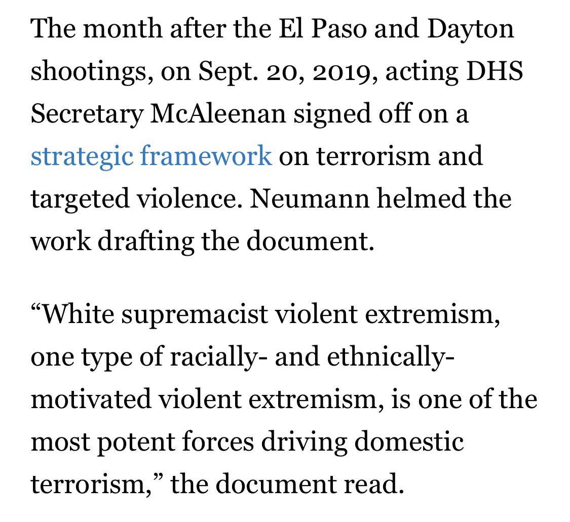 The most significant domestic terror threat to the U.S. comes from white supremacists — not Antifa, gangs, the Mob, or protestors yelling at restaurant patrons.  https://www.politico.com/news/2020/08/26/trump-domestic-extemism-homeland-security-401926 Ask  @DHS_Wolf about it, Congress. And look at who tweets a viral video while ignoring murders.