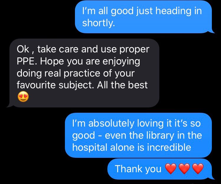 Day 3: woke up to this LOVELY encouraging exchange with dad  and learnt a lot about *really* listening to people #choosepsychiatry