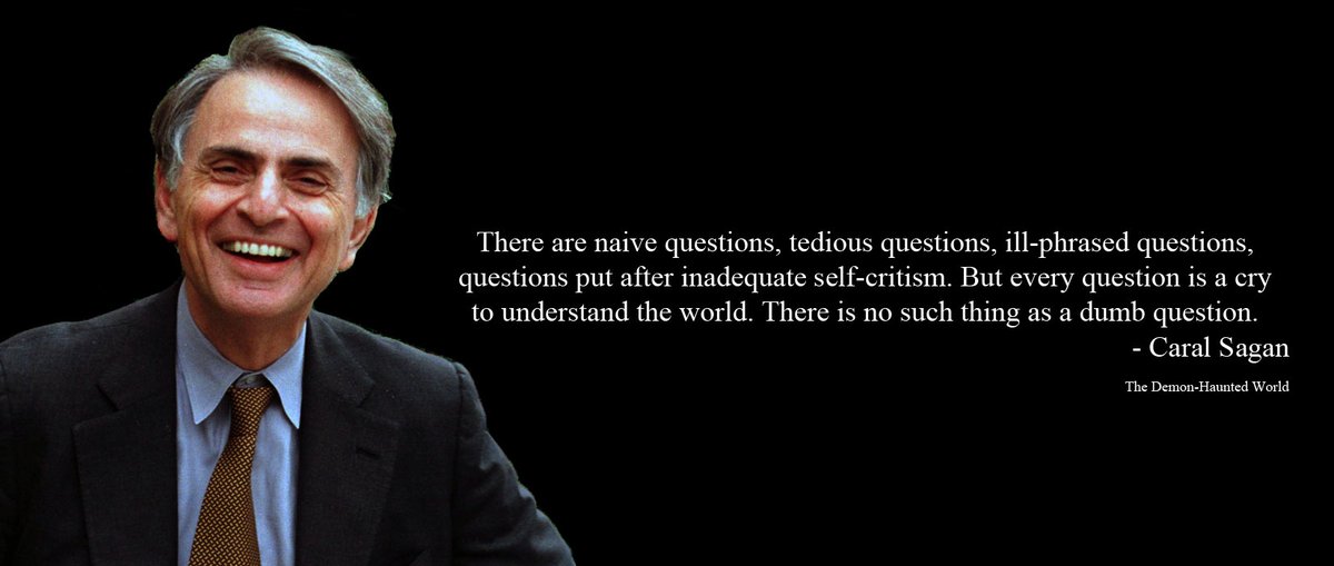 Often, people feel dumb about asking questions, but as Carl Sagan points out, there's nothing dumb about asking a question. Honestly, it's dumb to stay silent.