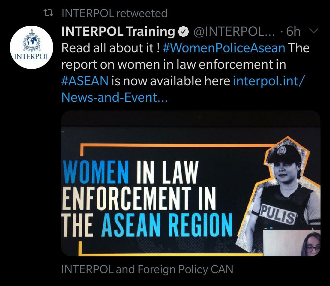 AkshataSalvekar's tweet photo. #MostRelevant With the #modernization of #globalization, the crimes have also extended the framework. Maintaining cooperation is the sole way to `combating international crimes. Here's a recent update of the Interpol taking step towards #Women in Law Enforcement in the #ASEAN https://t.co/gcVMSEwl3s