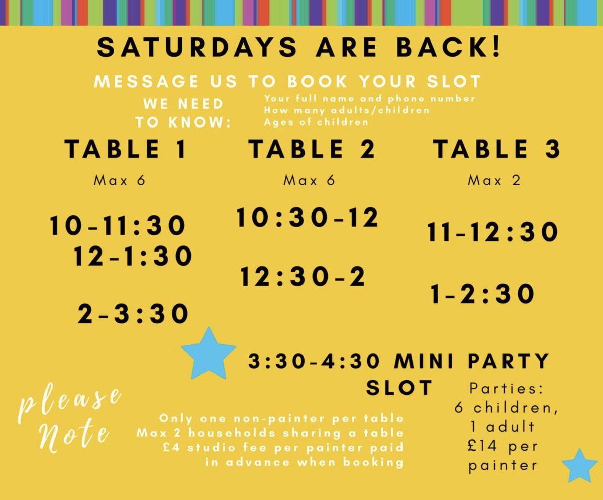 potstop_paint's tweet photo. 🙋🏼‍♀️We are reopening on Saturdays in September!
        Saturdays at Potstop are for ...
🦶🏼bringing your new baby for prints

🤚🏾making a handprint gift with the big kids

☕️catching up with a friend for some grown-up creative time

🎨painting for fun with the family
#knebworth https://t.co/48Ri0H193E