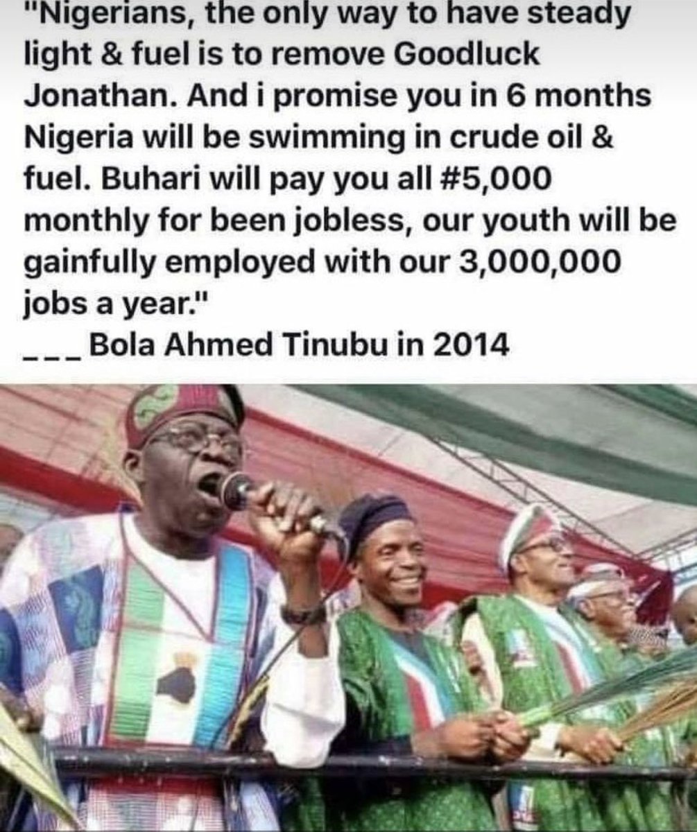 NIGERIAWATCHDO1's tweet image. You &amp;amp; your cronies are the biggest conmen #nigeria has ever known.
From 1Naira to 1USD, Ban of Political Tourism, Ending Insurgency, 3m youth employment/year, wipe out corruption; got worse, etc.. I’m sure u can’t recall these. #HushDaddy #ZeroIntegrity #HushBaba