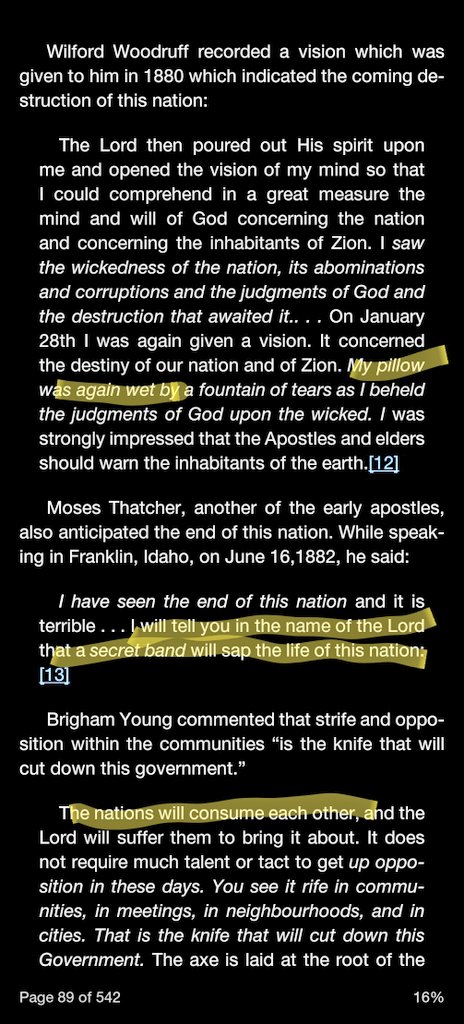 "The nations will consume each other, and the Lord will suffer them to bring it about... You see it rife in communities, in meetings, in neighbourhoods, and in cities. That is the knife that will cut down this Government"- Brigham Young