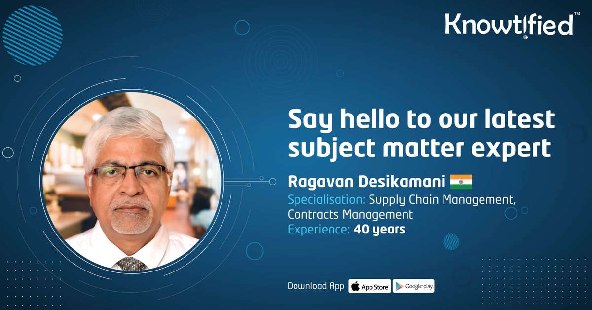 Knowtified's tweet photo. Meet our next expert, Mr Ragavan Desikamani, an accomplished #ProjectProcurement & #ManagementLeader
to help you transform and drive your business
Download the app now
iOS https://t.co/OFemRT9csd
Android https://t.co/AdWieROser
#supplychain #procurementmanagement https://t.co/l9gHIUdm7B