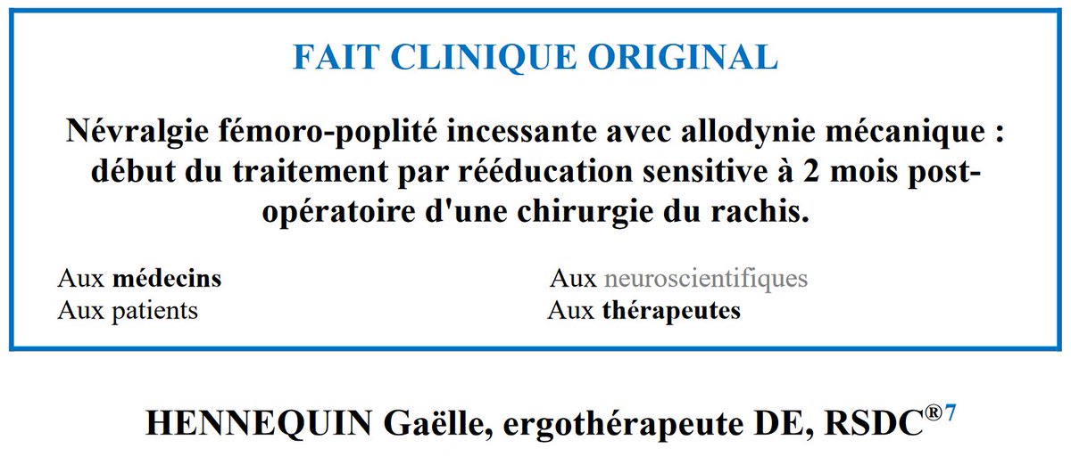 gautierw's tweet photo. 65th #eNewsSomatosens 2020 17(3) est en ligne (https://t.co/FKvsaw8p4h)
Profitez de la richesse de son contenu et en prime: Cas concret d’utilisation de la méthode de rééducation sensitive des douleurs neuropathiques.
#NeuroPainRehab
@ANFE_ergo_OT
#ergothérapie
@SFETD_Douleur https://t.co/kObLdKFlOx
