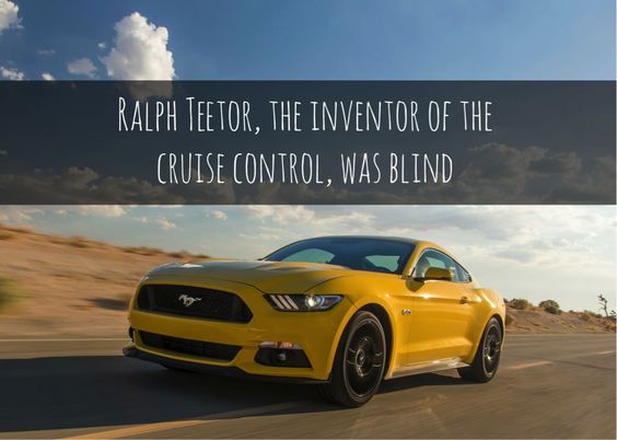 FlashyFact's tweet image. The inventor of cruise control in cars was blind. Universities refused Ralph Teetor's applications based on his disability. He eventually got enrolled at the U. of Pennsylvania in the engineering department. He later became the President of the Society of Automotive Engineers.