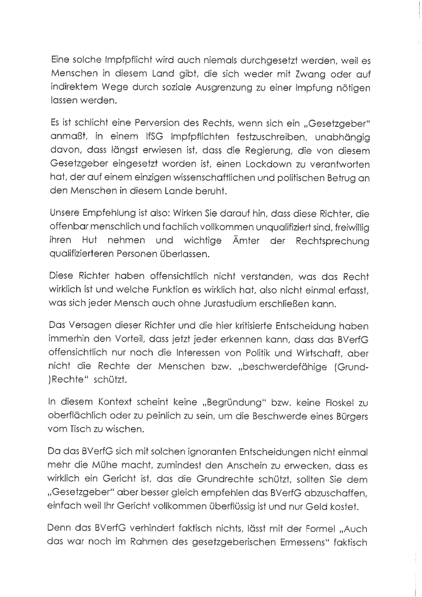 kjh_mov's tweet photo. #RT Rechtsfreier Raum.
Dienstaufsichtsbeschwerde gegen die Richter der 2ten Kammer des Ersten Senats #Masing, #Paulus und #Christ.
@ntvde @BILD @focusonline @derspiegel @SpiegelAnti @reitschuster @querdenken711 @RobertKennedyJr @realDonaldTrump @KremlinRussia @Michael_Ballweg https://t.co/UqnY70iotq