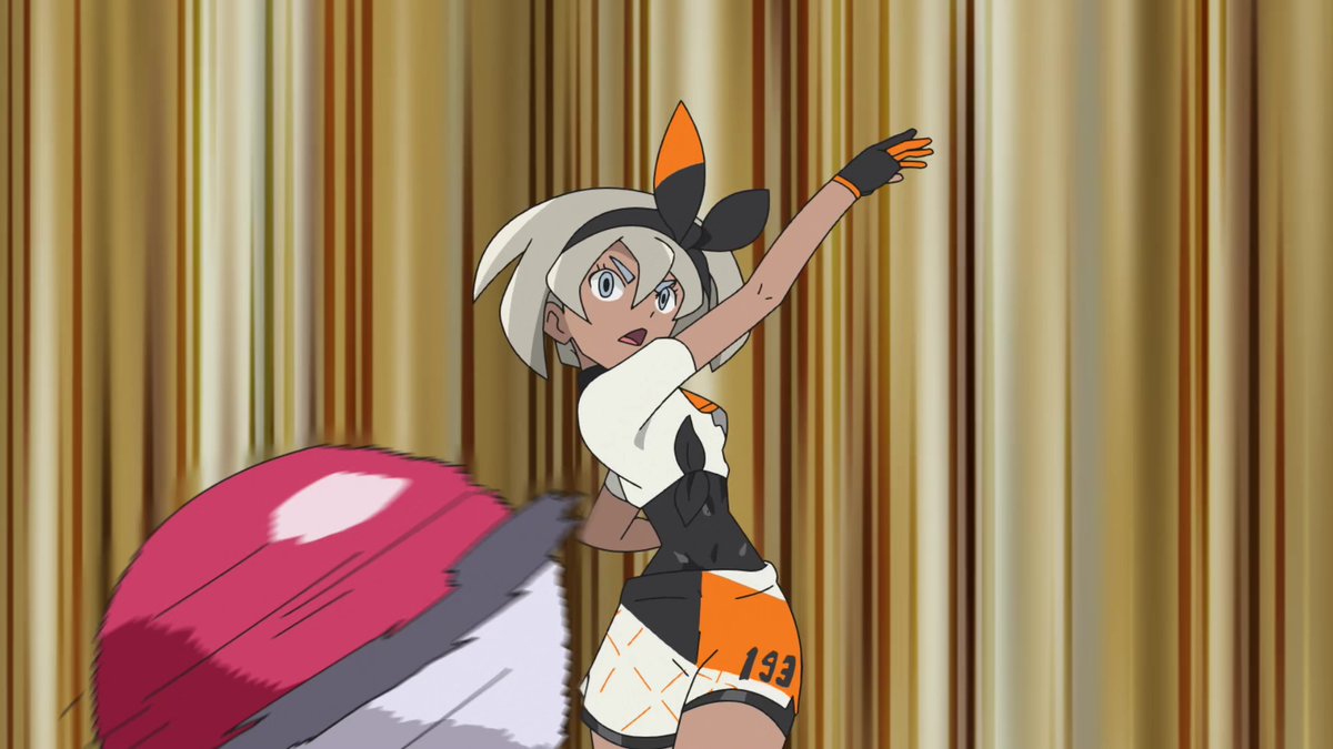 4. Throwing her Pokemon out... Love her expression here the best.