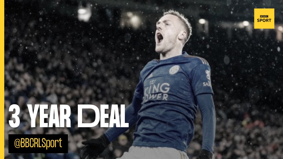 BBCRLSport's tweet photo. BREAKING: Jamie Vardy has signed a new 3 year deal at Leicester City 🦊

It keeps the Foxes frontman, and Golden Boot Winner, at the club until the summer of 2023 👏 https://t.co/COlRJLzAXI
