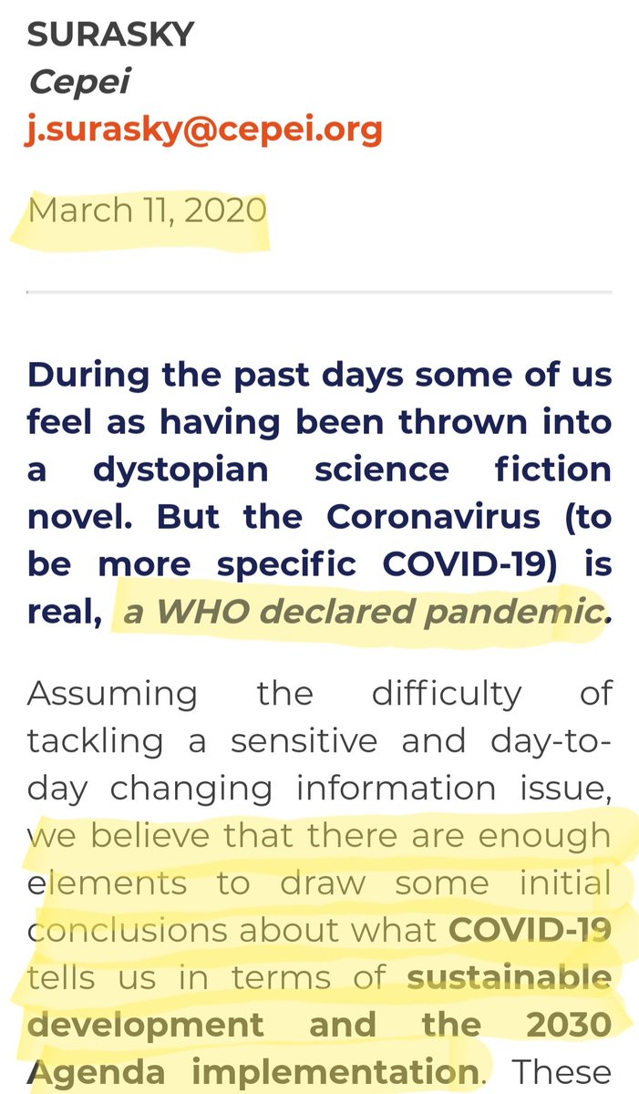 5) There were people talking about the Sustainable Development Agenda in relation to Covid-19 the very same day that the WHO declared a pandemic.