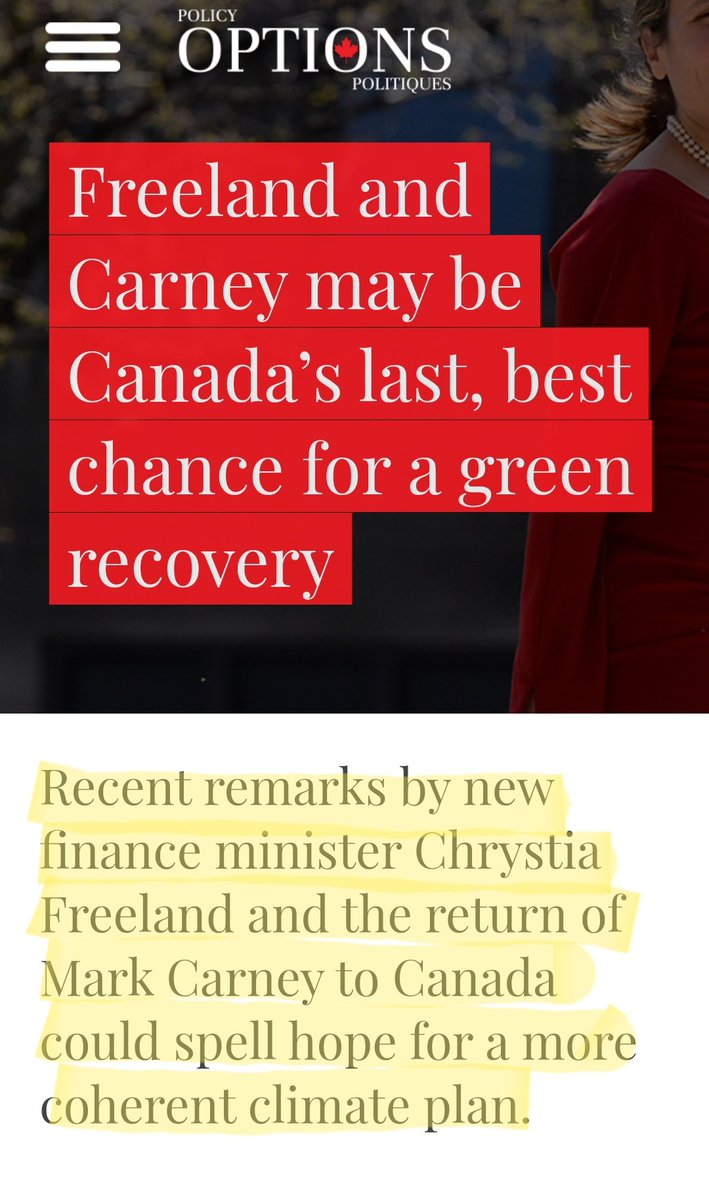 11) That article also mentions former head of the Banks of England and Canada, Mark Carney, who is now an unofficial paid advisor to the Trudeau Government. He'll be working with Chrystia Freeland, who just took over as Finance Minister after Morneau quit.