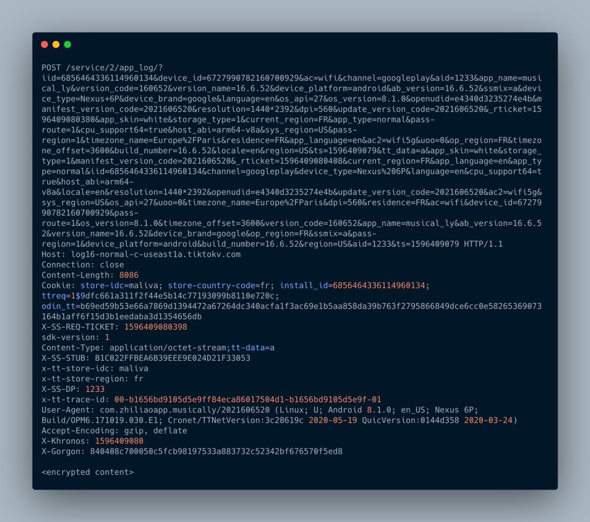 2 apps, same requests: on the left you have TikTok, on the right Douyin. Can you spot the differences?=> mac_address