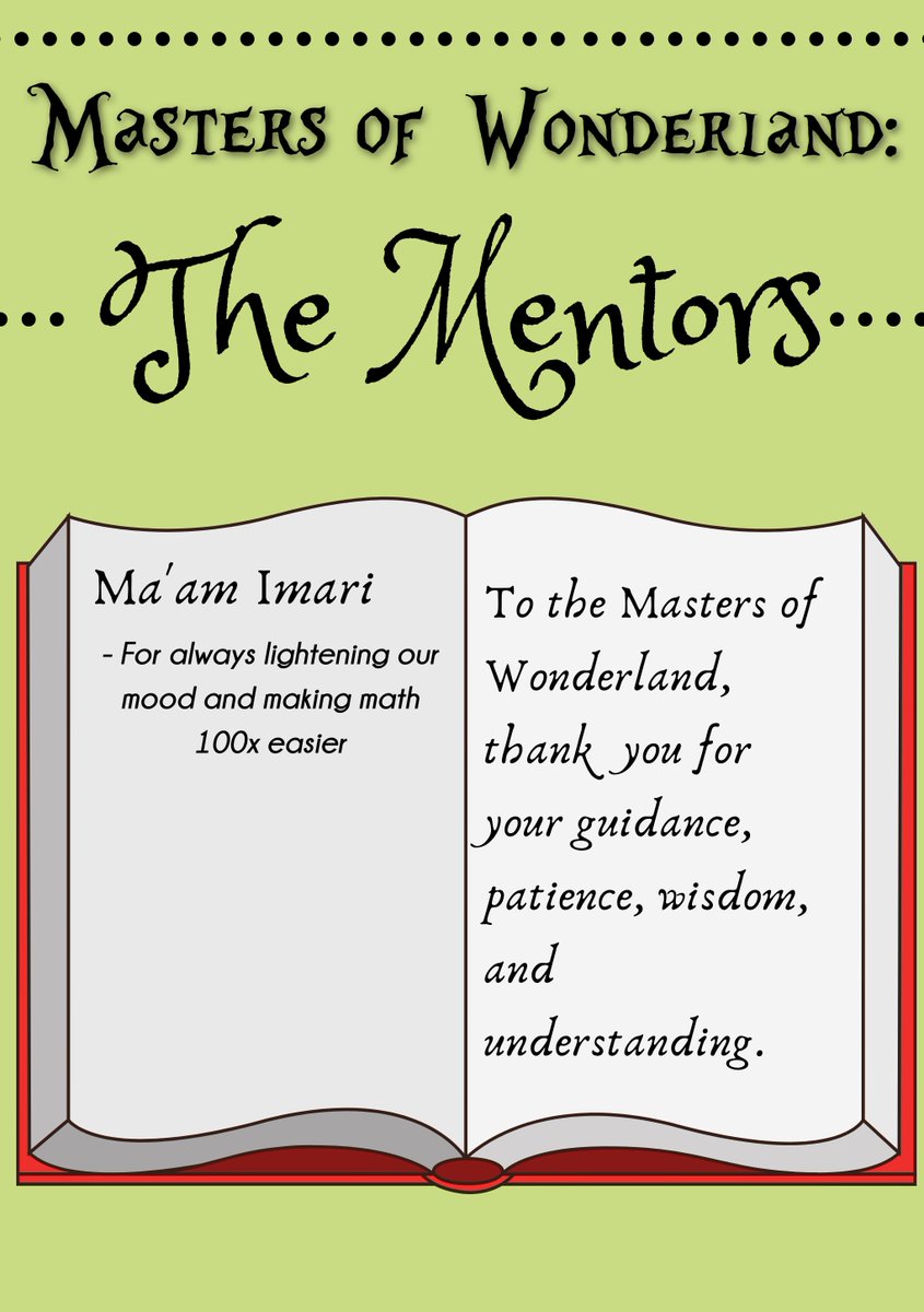 The next part of our event will be dedicated to the ones who guided us throughout the year, The Masters of Wonderland: The Mentors.