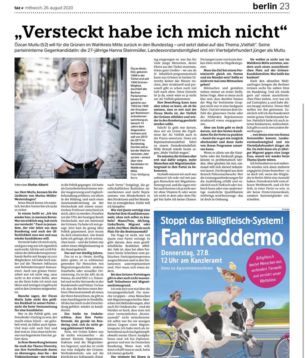 Mein Interview mit der taz zu meiner Kandidatur für den Deutschen #Bundestag: Demokratie lebt vom offenen Wettbewerb. Ich bin froh, in einer Partei zu sein, in der keine Hinterzimmerdeals sondern Basismitglieder entscheiden 💚<a href="/tazgezwitscher/">taz</a> taz.de/Gruenen-Politi…
Foto © <a href="/wborrs/">Wolfgang Borrs 📷</a>
