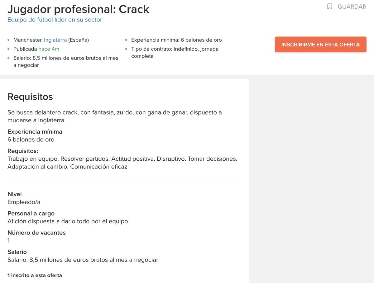 🔥 Parece que Guardiola ya ha publicado la oferta para Messi 

Aquí tenéis la oferta de trabajo ⚽️👇