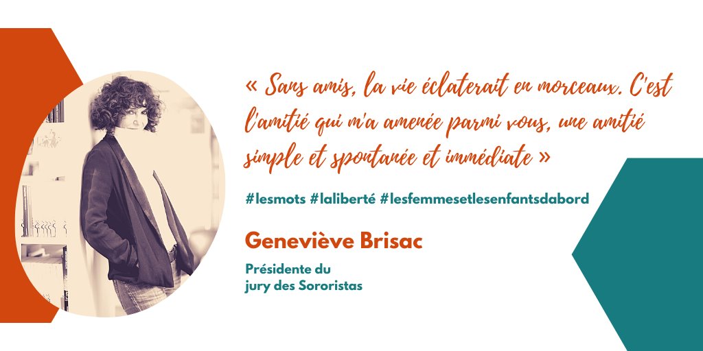 .  @gebrisac présidente du jury de  @Sororistas_ Elle a à cœur de remettre à l’honneur les grandes écrivaines et de rendre + visibles les autrices actuelles. Dans « Sisyphe est une femme », elle évoque la « malédiction » qui a longtemps frappé les écrivaines