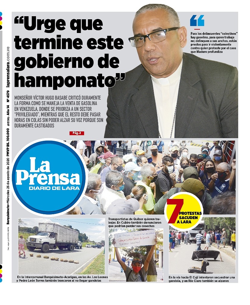 Primera página de La Prensa de Lara