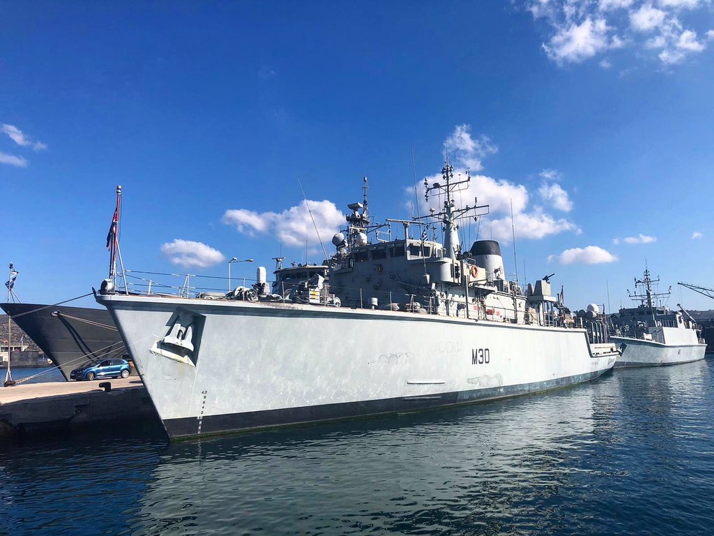 @HMSLedbury and @HMSBlyth flying the flag in Crete, Greece. The crew are making the most of the Mediterranean before their UK return. @RoyalNavy #winteriscoming