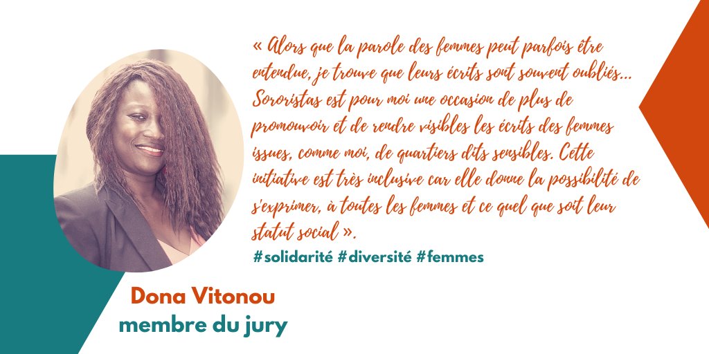 Membre du jury de  @Sororistas_ : Dona Vitonou, responsable inclusion et diversité d’Airbus. « Afropéenne engagée », elle est déterminée à conduire les femmes et les hommes à se dépasser.