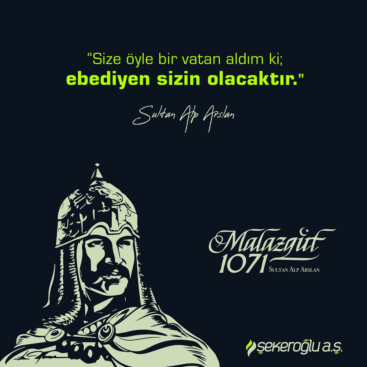 SekerogluAs's tweet photo. "Size öyle bir vatan aldım ki; ebediyen sizin olacaktır!"
Sultan ALPARSLAN
#Malazgirt #sekeroglu #sekerogluas https://t.co/xz9s5rmxeL
