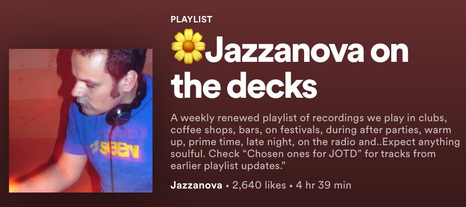 Big up @real_jazzanova who currently have @nikitchmusic & @KuNaMaze's '46 Rue Du Fort' and @rhi_music_'s 'Plain Jane' on the decks of their @Spotify weekly playlist. Check it out at open.spotify.com/playlist/3StM5…