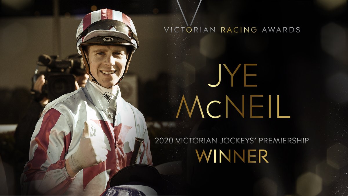Racing Victoria (@racingvictoria) on Twitter photo Tonight we again congratulate <a href="/JyeMcNeil/">Jye McNeil</a>, who claimed his first Victorian Jockeys’ Premiership following 143 wins in the saddle.
The 2019/20 season also delivered McNeil his first Group 1 victory aboard Kings Will Dream in the Turnbull Stakes at <a href="/FlemingtonVRC/">Victoria Racing Club</a>. #vicracingawards Tonight we again congratulate <a href="/JyeMcNeil/">Jye McNeil</a>, who claimed his first Victorian Jockeys’ Premiership following 143 wins in the saddle.
The 2019/20 season also delivered McNeil his first Group 1 victory aboard Kings Will Dream in the Turnbull Stakes at <a href="/FlemingtonVRC/">Victoria Racing Club</a>. #vicracingawards