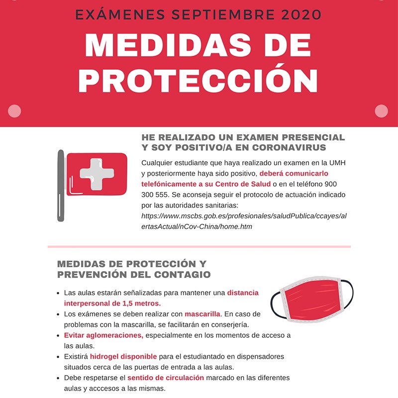 ⚠️ IMPORTANTE ⚠️ Consulta las medidas generales de protección para la realización de los exámenes de la convocatoria de #septiembre 2020 📑⬇️

Para información más específica accede a los blogs de las respectivas facultades y escuelas 👉 bit.ly/34BudP0
