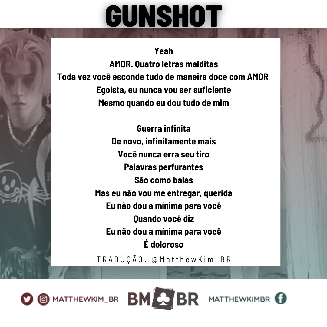 BM Brasil 🐶💛😺 on X: [TRAD] 26.08.20 - Tradução da letra de GUNSHOT para  vocês! Eles arrasaram demais nessa🖤🔫 Vocês querem a tradução e Ah ee yah  e Hold on? *Não retire