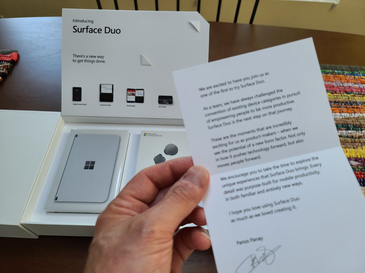 My wife is nonplussed by the new Surface Duo that I'm so psyched about. "It looks like a cigarette case." Yeah, but what phone does? It's impossibly thin, transformative, cool. I'm digging it and I haven't even turned it on yet. Full details at <a href="/DigitalTrends/">Digital Trends</a> shortly!!