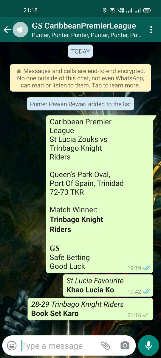 gsdadatips's tweet photo. #TKRvSLZ #TKRvsSLZ #SLZvTKR #SLZvsTKR #TKR #StLucia
#CPL #CPL8 #LiveCPL #CPL2020 #CPL20 #CaribbeanPremierLeague #IPL #IPLtips #CricketBetting #Betting #BettingTips #Jackpot #Prediction #MatchPrediction #Tipster #Tipping #Tipper #MatchTips #SessionTips #T20 #Trading #Dream11 https://t.co/cJwlTPiTw1