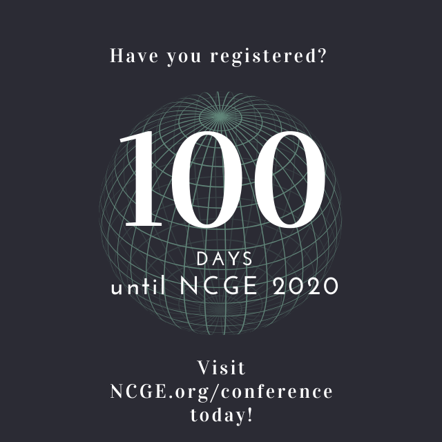 Have you registered? 100 days until NCGE 2020! Click the link to register now!
ncge.org/conference/