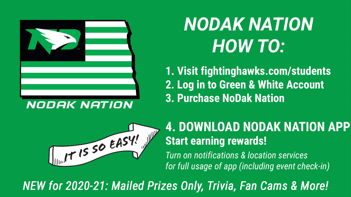 Your NoDak Nation Rewards App is back with all NEW opportunities for the 2020-21 school year! 🤩