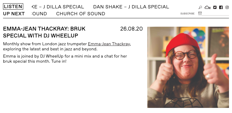 tru_thoughts's tweet photo. This afternoon. @worldwidefm. 4-6pm.

@DJWheelUP joins Emma-Jean Thackray @ejthackray for a Bruk Special 

Tune in at https://t.co/fOBUQzVKX6 https://t.co/zDSx6fHXzq