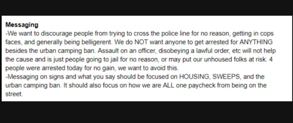 some_ehhl's tweet photo. *important reminder about today* 
please come out &amp; support but also bear in mind what the residents here have asked of us--we don't want to engage and escalate with the cops for no reason today. please respect their wishes! 
#denversweepwatch #denversweeps #DenverProtests https://t.co/y8oTOa3T0u