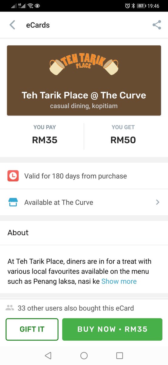 eryazmi's tweet photo. Haih. Kalau lah Teh Tarik Place dekat dengan office aku..... Murah siel eCard dia. #FavePay https://t.co/9oyP2yzPwi